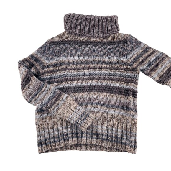 Anthropologie Italian Wool Blend Elsamanda Sweater Large Turtleneck Sweater Stri - Picture 1 of 5